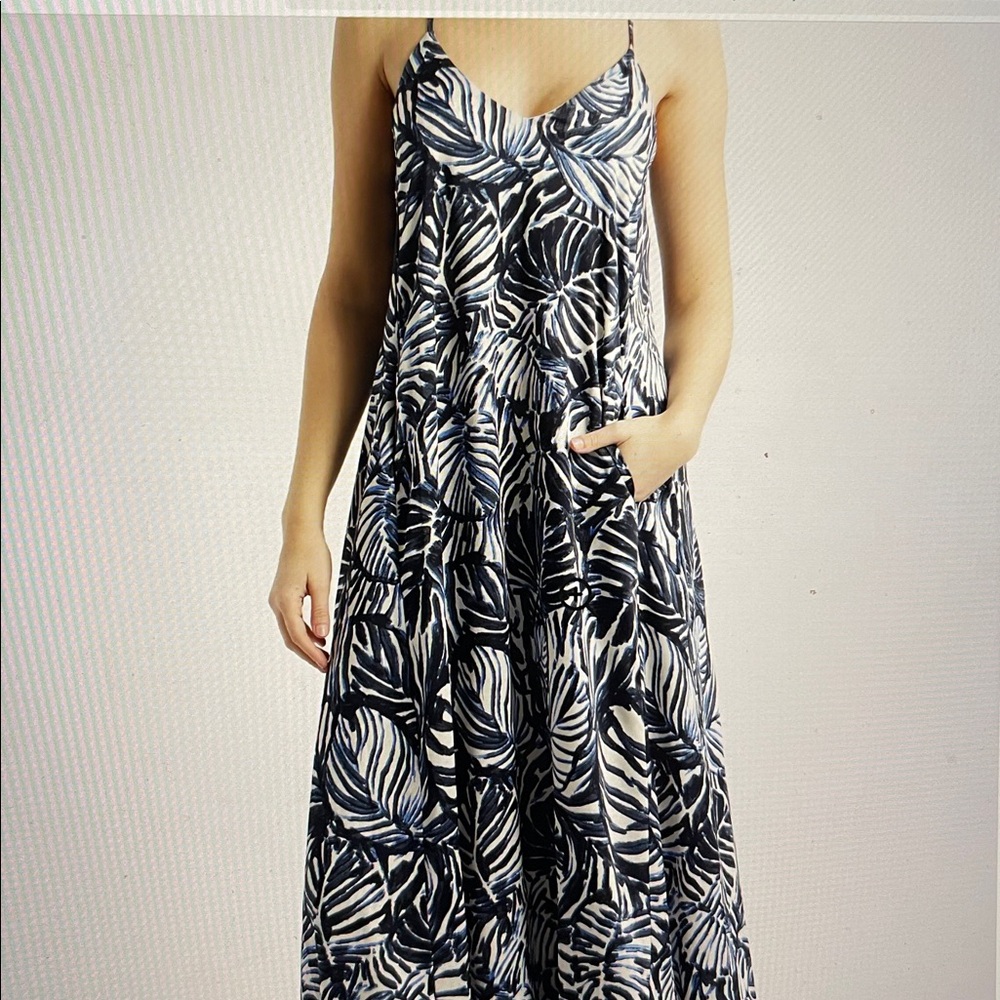 NWT Tahari ASL Palm Print Charmeuse Maxi Slipdress